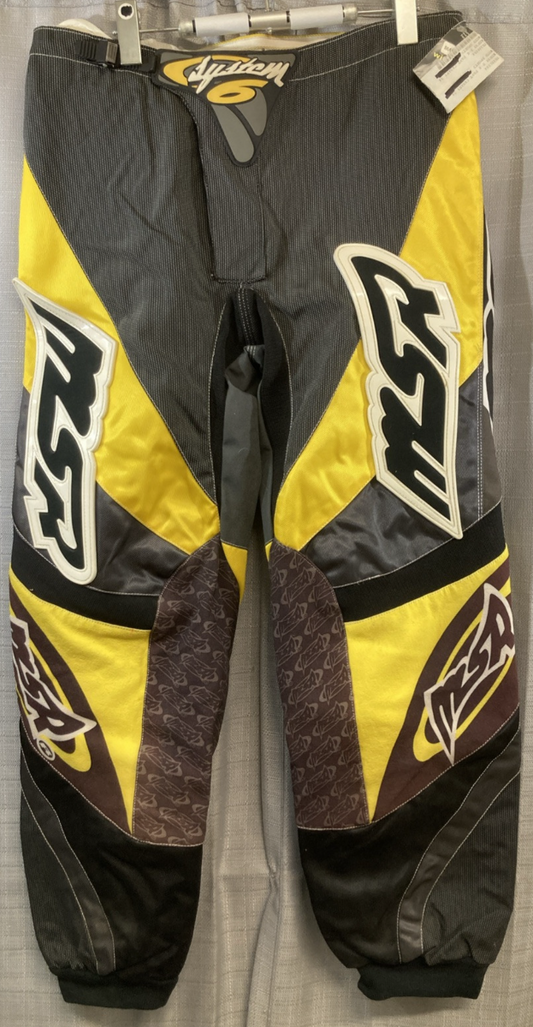 NEW GENUINE MSR MX 338584 System6 Pants Black/Yellow SZ 34