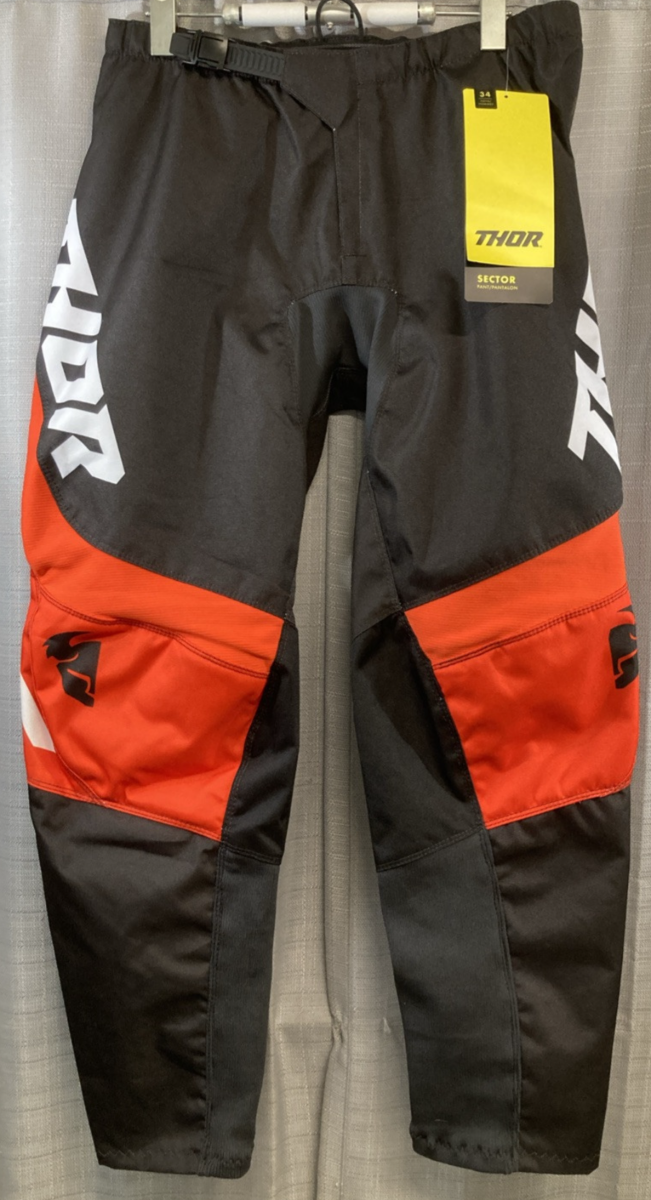 NEW GENUINE THOR 2901-9330 SECTOR PANTS CHARCOAL/RED ORANGE SZ 34