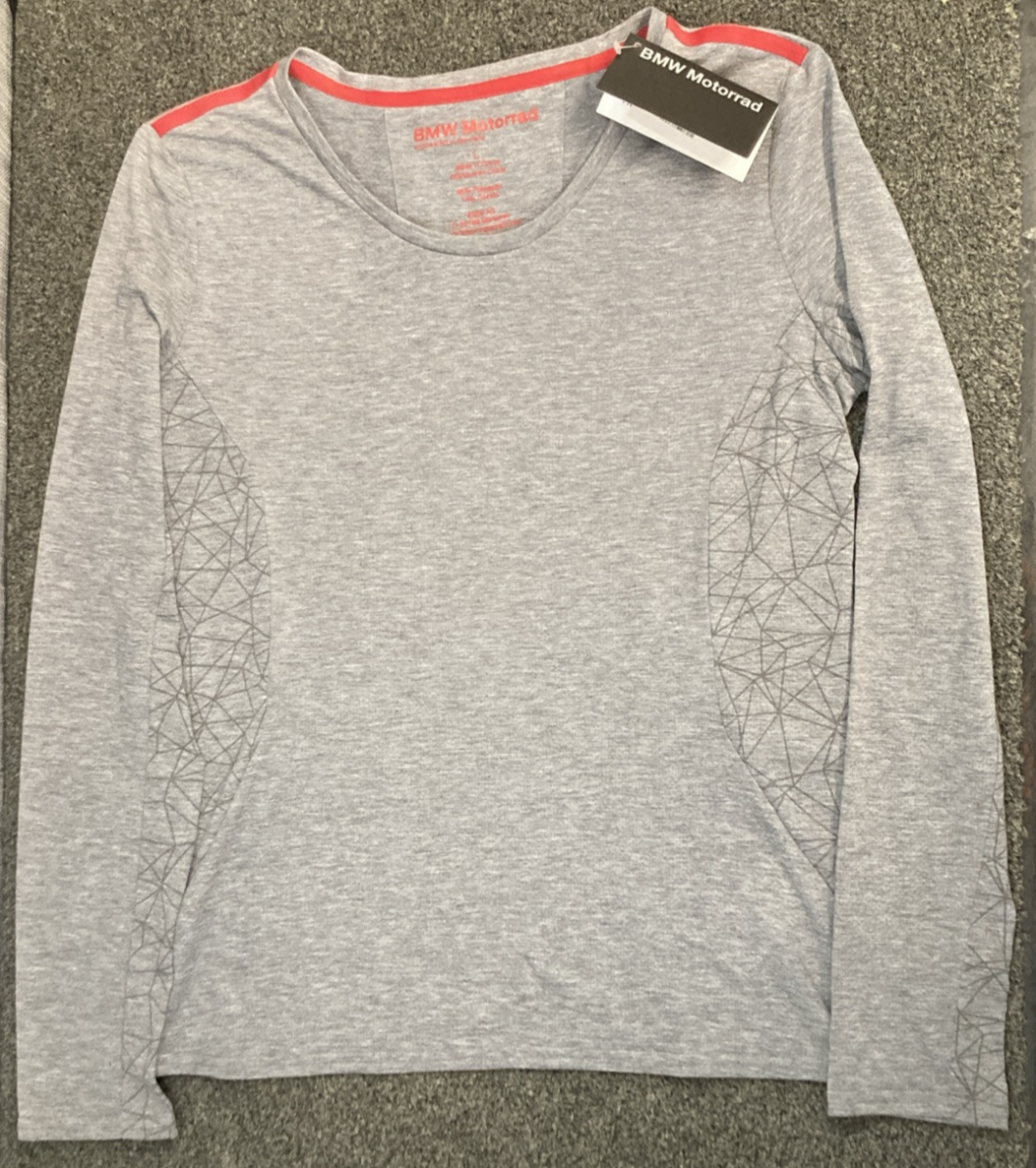NEW GENUINE BMW MOTORRAD 76 23 8 561 038  RIDE LONG SLEEVE SHIRT GRAY WOMENS LG