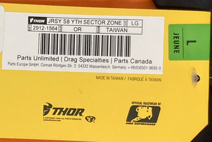 NEW GENUINE THOR 2912-1564 Sector Zones MX Jersey ORANGE/BLACK Youth LG