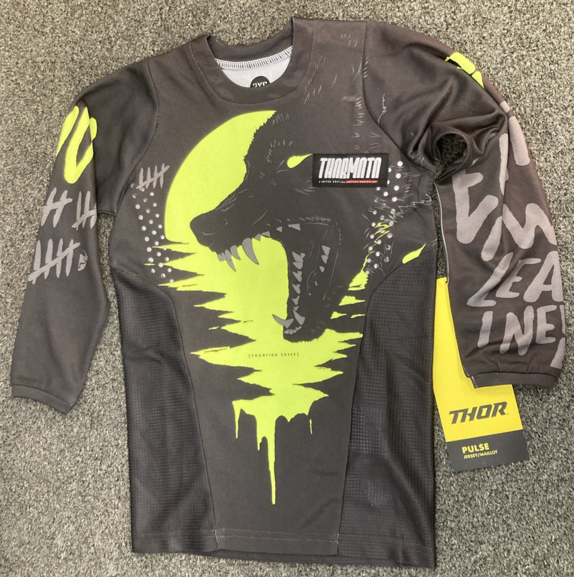 NEW GENUINE THOR 2912-2075 Pulse Counting Sheep Jersey Charcoal/Acid Youth 2XS