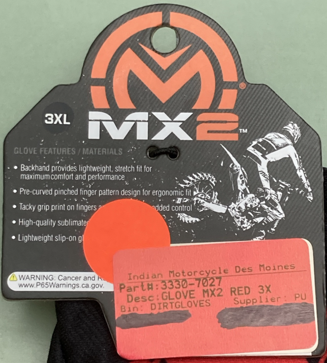 NEW GENUINE MOOSE RACING 3330-7027 MX2 Gloves Red 3XL (SZ 12)