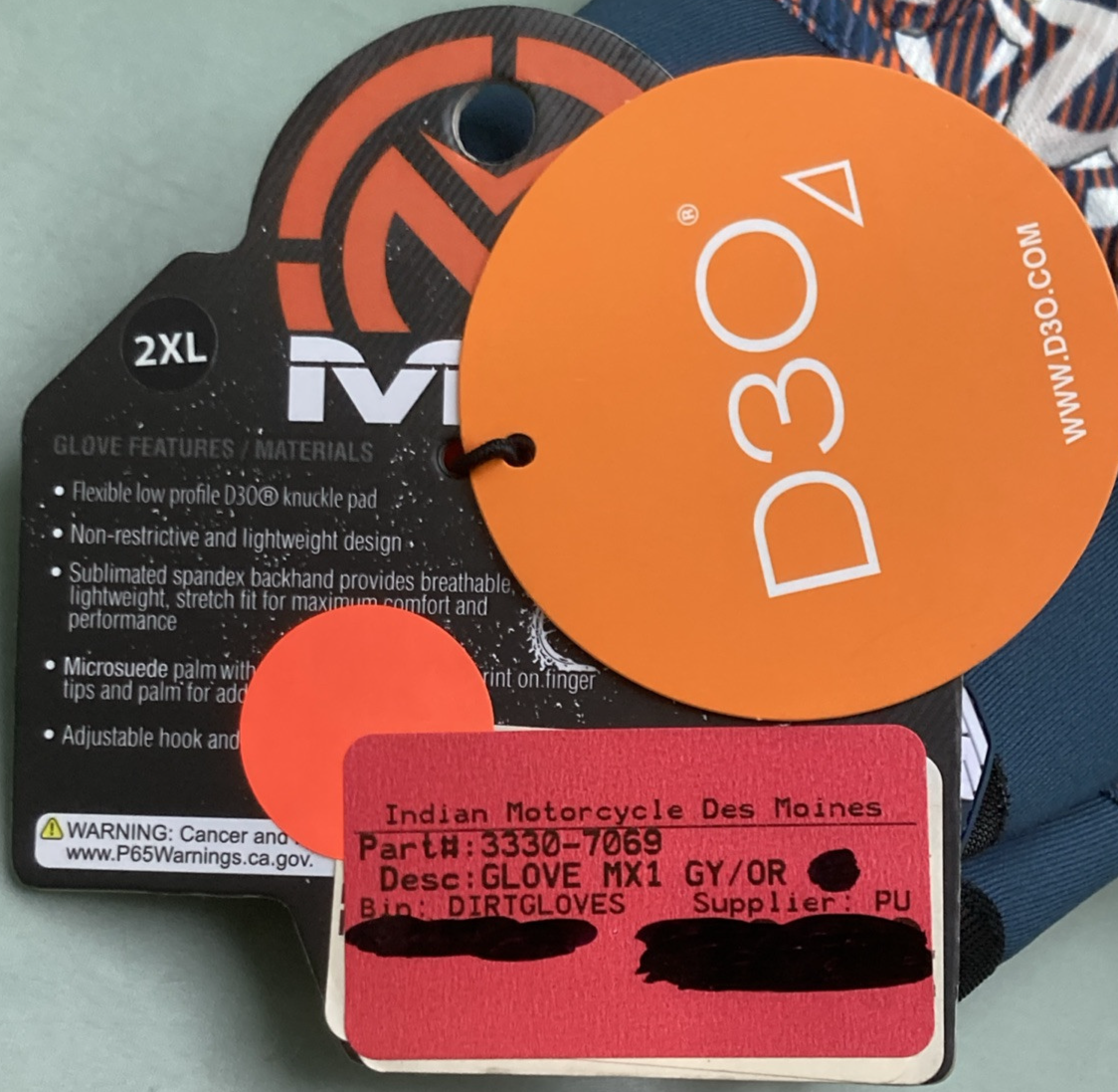 NEW GENUINE MOOSE RACING 3330-7069 MX1 Gloves GRAY/ORANGE 2XL