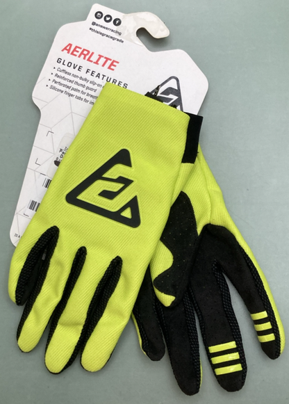 NEW GENUINE ANSWER AERLITE GLOVES HYPER GREEN MENS XS