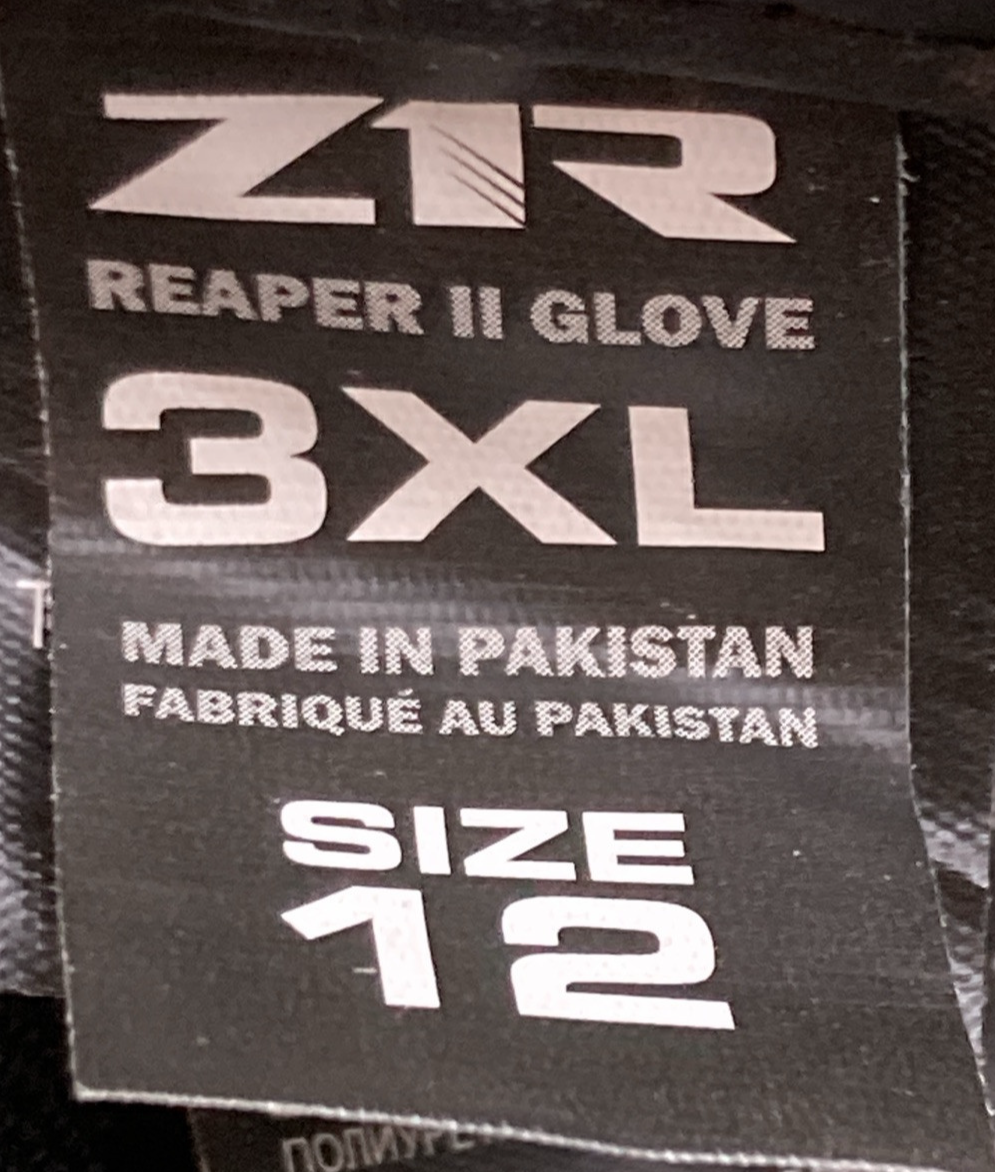 NEW GENUINE Z1R 3301-3652 GLOVES REAPER 2 BLACK LEATHER MENS 3XL SZ 12