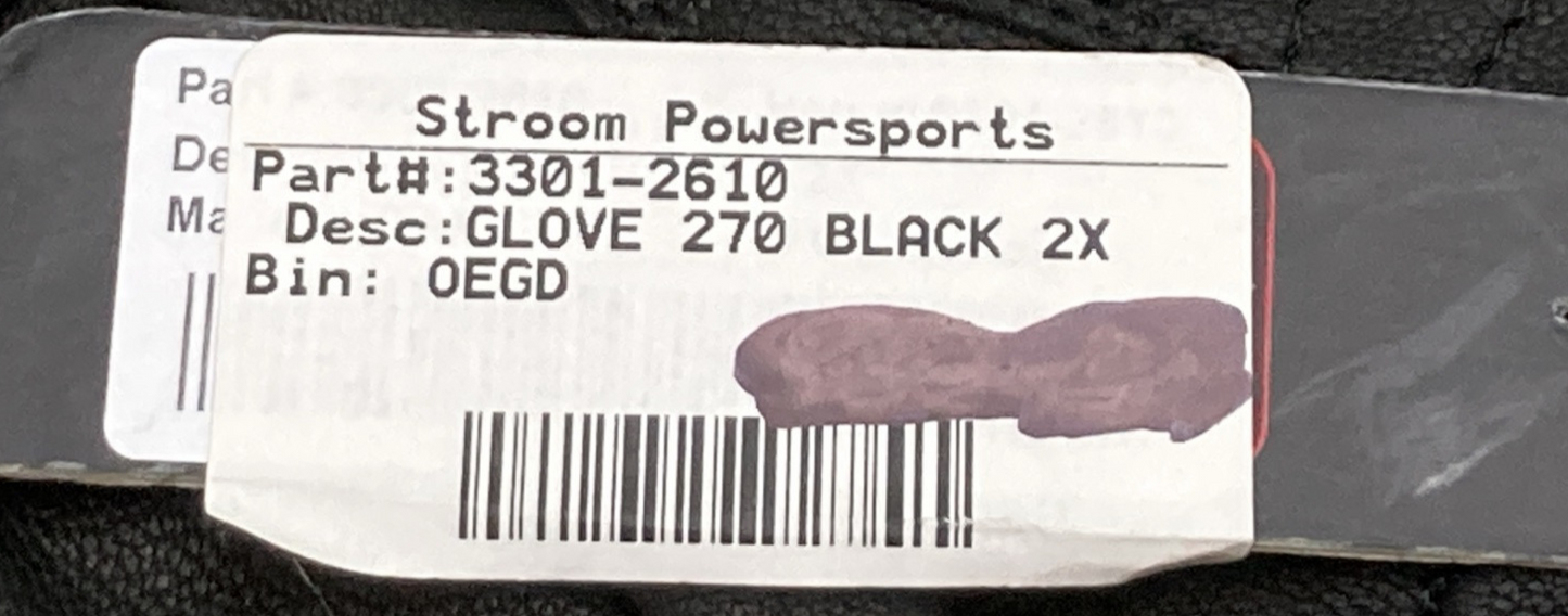 NEW GENUINE Z1R 3301-2610 GLOVES 270 Non-Perforated BLACK LEATHER MENS 2XL