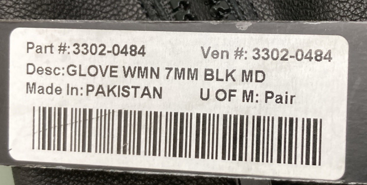 NEW GENUINE Z1R 3302-0484 Gloves 7mm Leather  Zippered Back Black Womens Medium