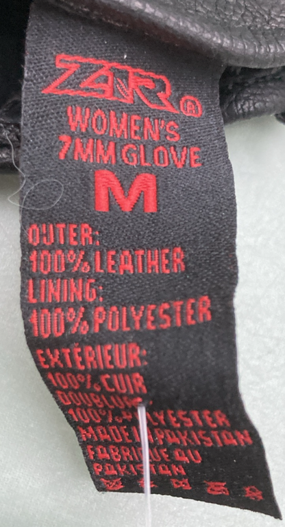 NEW GENUINE Z1R 3302-0484 Gloves 7mm Leather  Zippered Back Black Womens Medium
