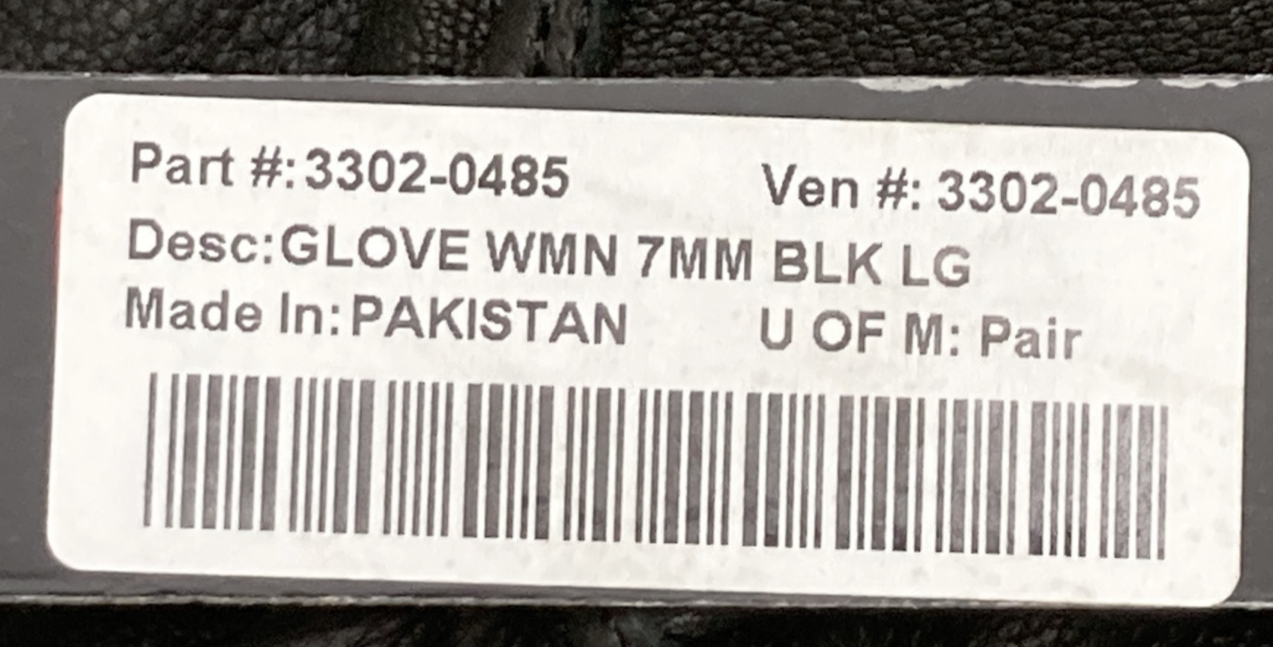 NEW GENUINE Z1R 3302-0485 Gloves 7mm Leather  Zippered Back Black Womens Large