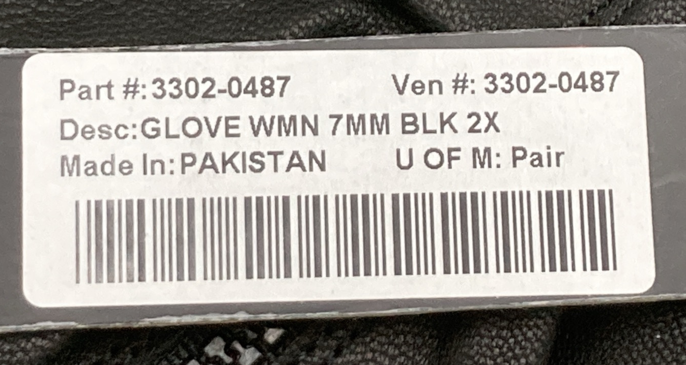 NEW GENUINE Z1R 3302-0487 Gloves 7mm Leather  Zippered Back Black Womens 2XL