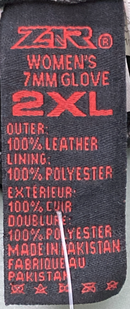 NEW GENUINE Z1R 3302-0487 Gloves 7mm Leather  Zippered Back Black Womens 2XL