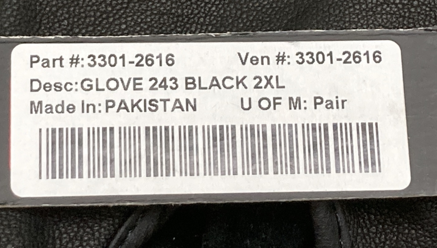 NEW GENUINE Z1R 3301-2616 GLOVES 243 BLACK LEATHER MENS 2XL