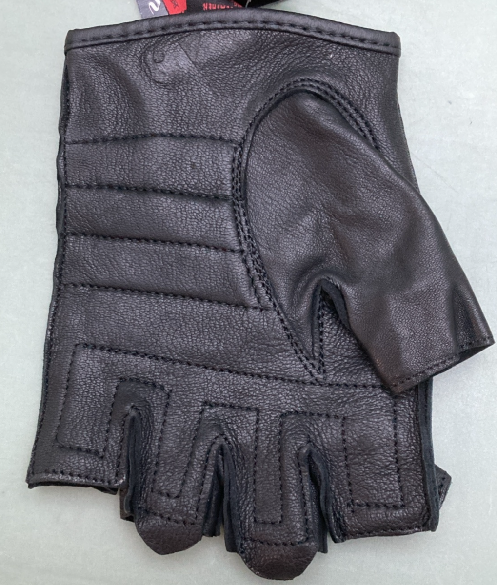 NEW GENUINE Z1R 3301-2619 GLOVES HALF FINGER 243 BLACK LEATHER MENS MEDIUM