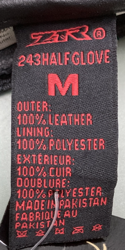 NEW GENUINE Z1R 3301-2619 GLOVES HALF FINGER 243 BLACK LEATHER MENS MEDIUM