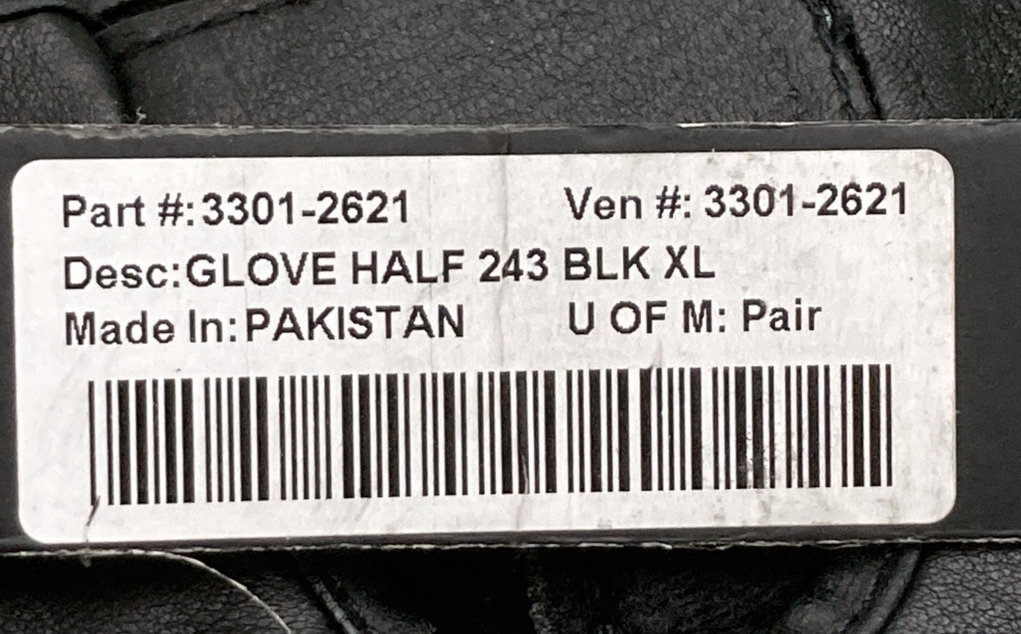 NEW GENUINE Z1R 3301-2621 GLOVES HALF FINGER 243 BLACK LEATHER MENS X-LARGE