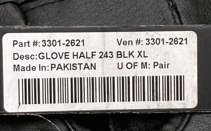 NEW GENUINE Z1R 3301-2621 GLOVES HALF FINGER 243 BLACK LEATHER MENS X-LARGE