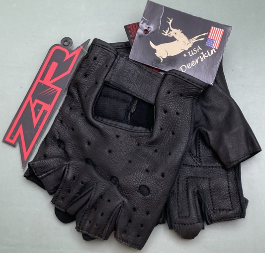 NEW GENUINE Z1R 3301-2621 GLOVES HALF FINGER 243 BLACK LEATHER MENS X-LARGE