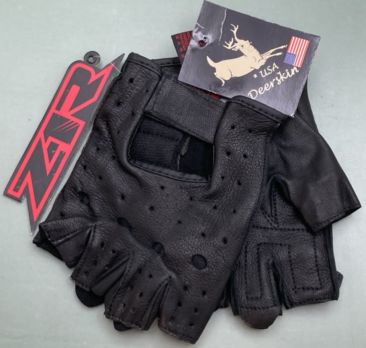 NEW GENUINE Z1R 3301-2623 GLOVES HALF FINGER 243 BLACK LEATHER MENS 3XL