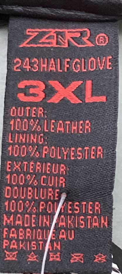 NEW GENUINE Z1R 3301-2623 GLOVES HALF FINGER 243 BLACK LEATHER MENS 3XL