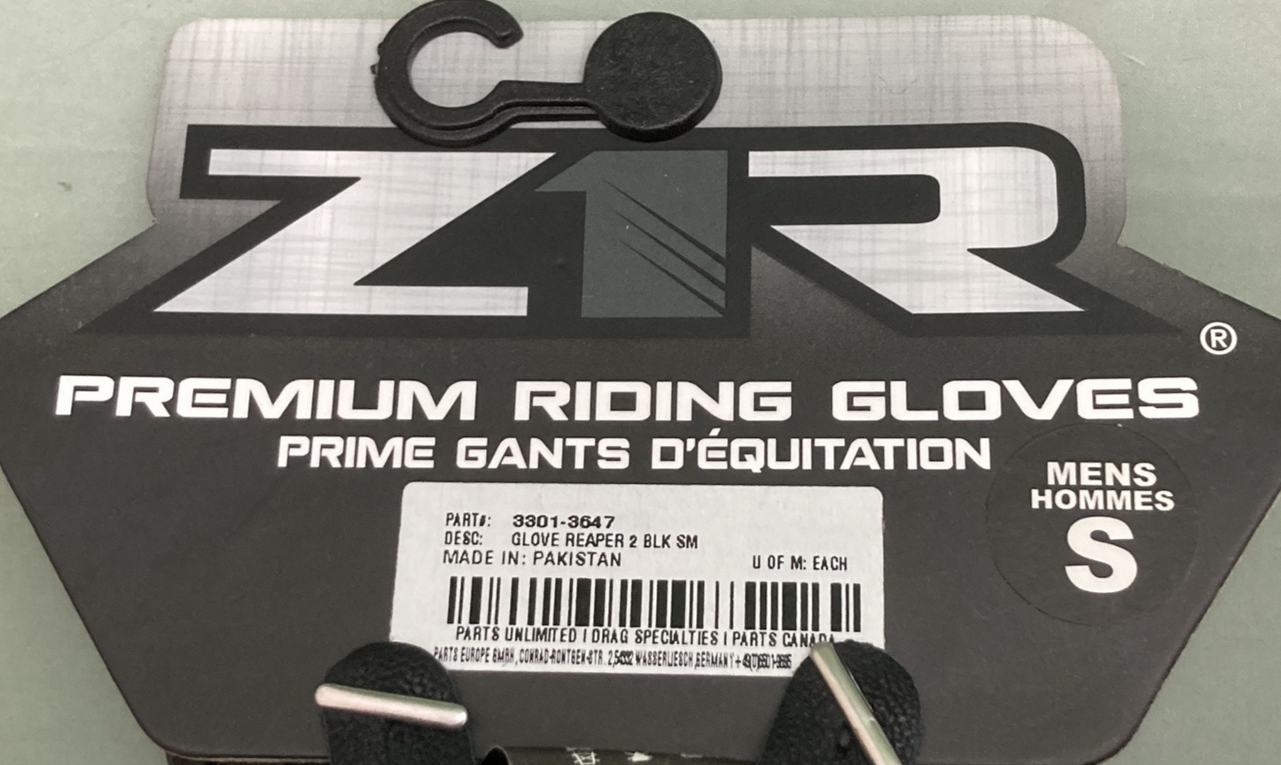 NEW GENUINE Z1R 3301-3647 GLOVES REAPER 2 BLACK LEATHER MENS SMALL SZ 7