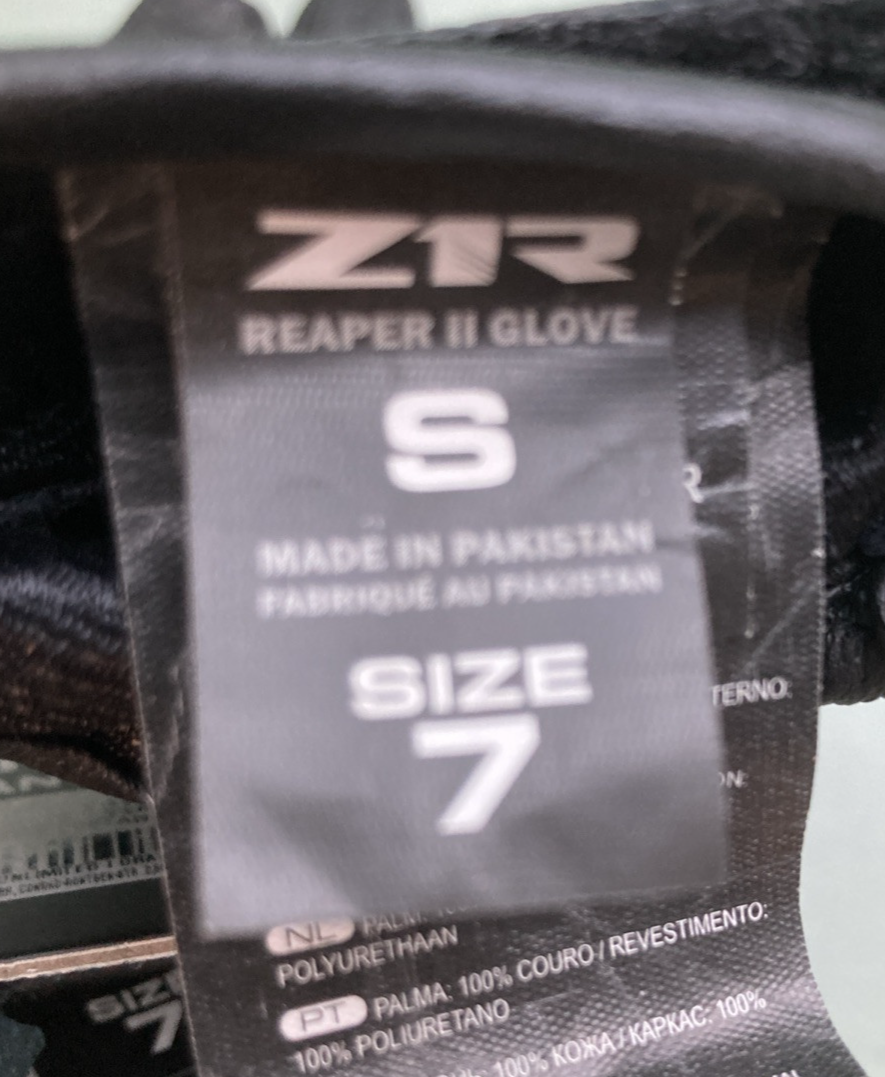 NEW GENUINE Z1R 3301-3647 GLOVES REAPER 2 BLACK LEATHER MENS SMALL SZ 7