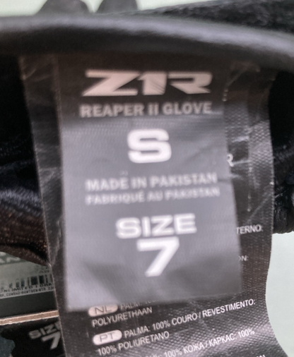 NEW GENUINE Z1R 3301-3647 GLOVES REAPER 2 BLACK LEATHER MENS SMALL SZ 7