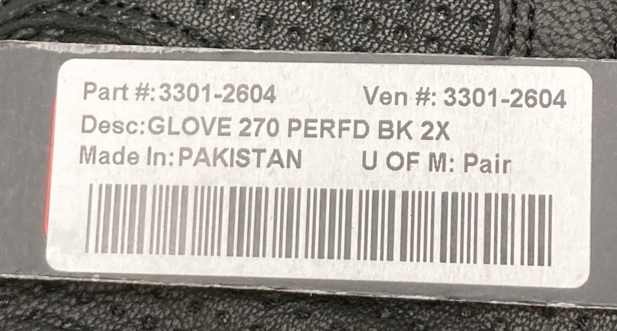 NEW GENUINE Z1R 3301-2604 GLOVES 270 PERFORATED MENS 2XL