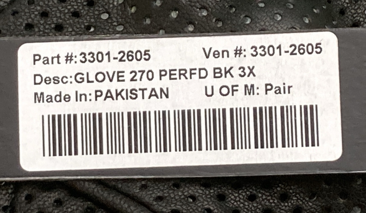 NEW GENUINE Z1R 3301-2605 GLOVES 270 PERFORATED MENS 3XL