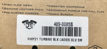 NEW GENUINE HIGHWAY 21 489-0085S GLOVES TURBINE BLACK WOMENS SMALL