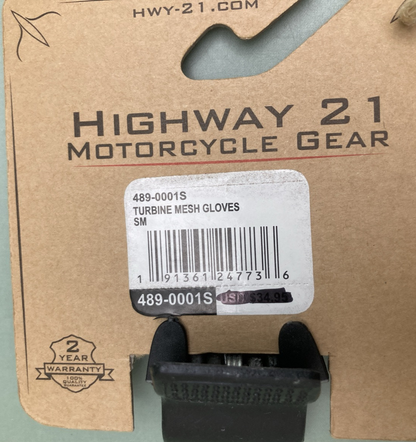 NEW GENUINE HIGHWAY 21 489-0001S GLOVES TURBINE BLACK MENS SMALL