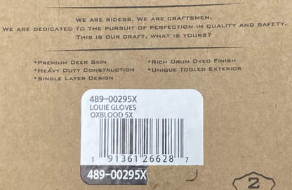 NEW GENUINE HIGHWAY 21 489-00295X GLOVES LOUIE OXBLOOD LEATHER MENS 5XL