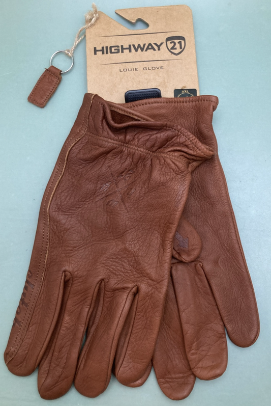 NEW GENUINE HIGHWAY 21 489-00284X GLOVES LOUIE BROWN LEATHER MENS 4XL