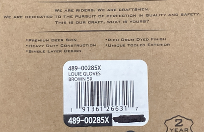 NEW GENUINE HIGHWAY 21 489-00285X GLOVES LOUIE BROWN LEATHER MENS 5XL