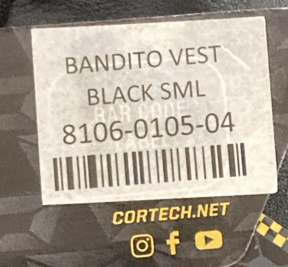 NEW GENUINE CORTECH 8106-0105-04 BANDITO VEST BOULEVARD BLACK MENS SMALL