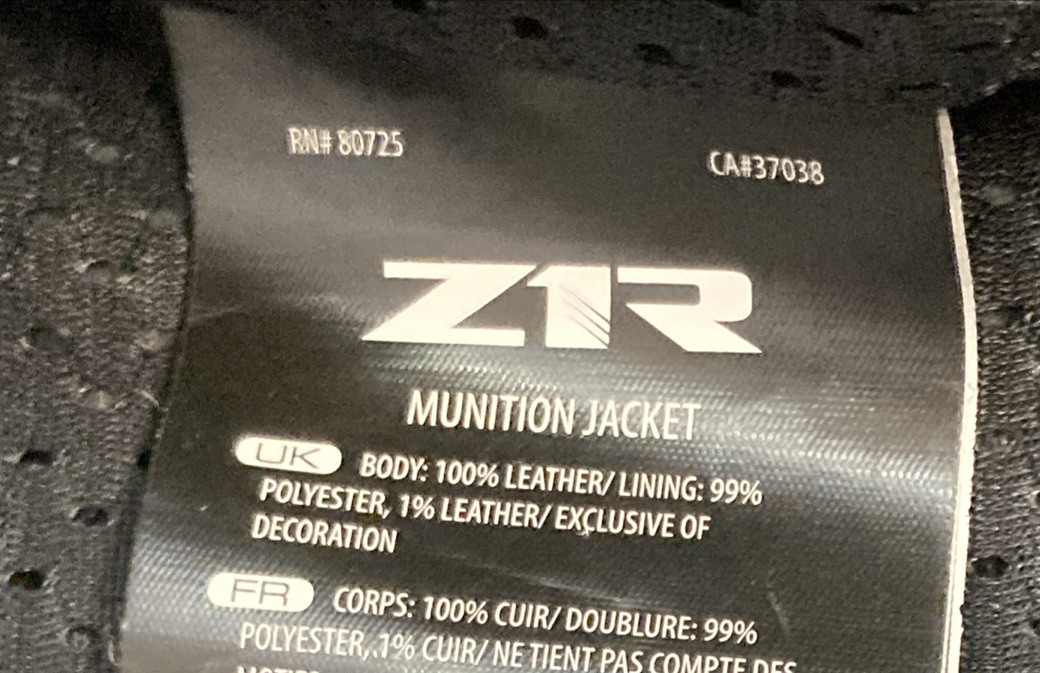 NEW GENUINE Z1R 2810-3482 Munition Leather Jacket Black Leather Mens Medium