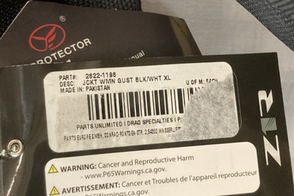 NEW GENUINE Z1R 2822-1198 Gust Mesh Jacket White Women's XL