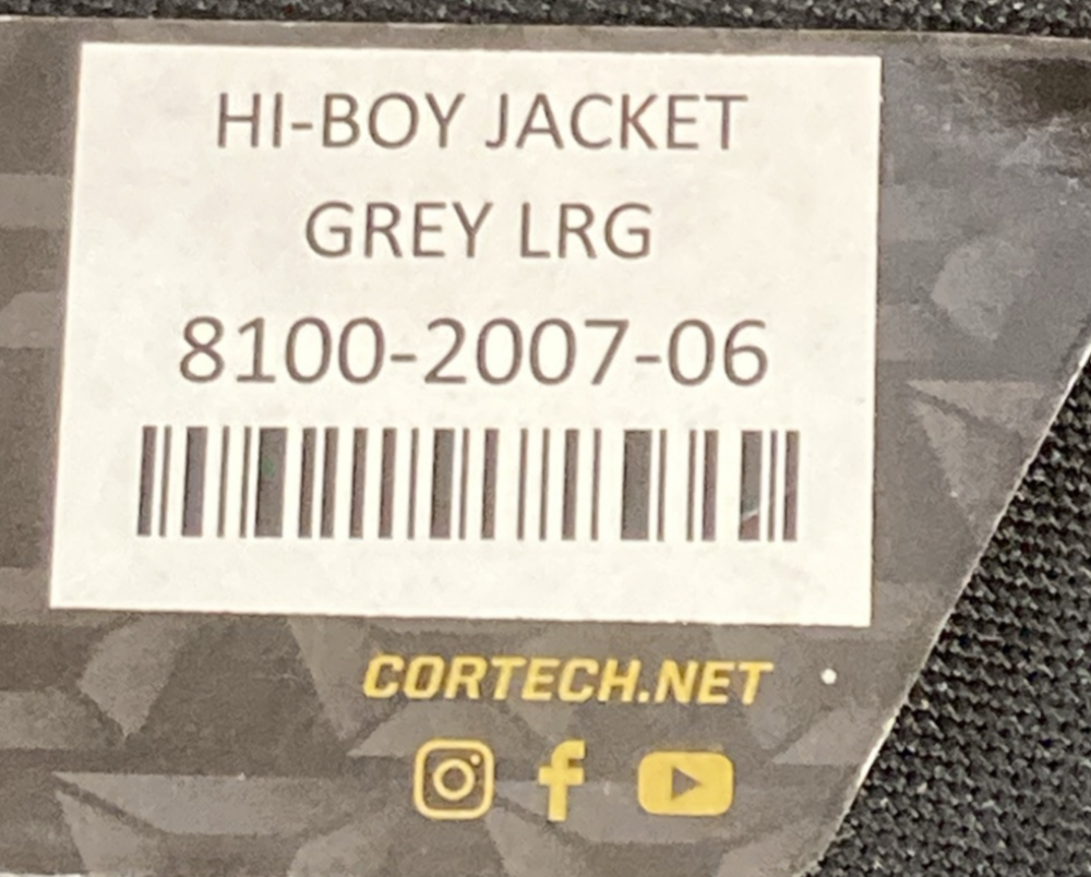 NEW GENUINE CORTECH 8100-2007-06 Hi-Boy Armored Jacket GRAY/BLACK MENS LG