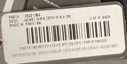 NEW GENUINE Z1R 2822-0964 ZEPHYR JACKET BLACK WOMEN'S SMALL