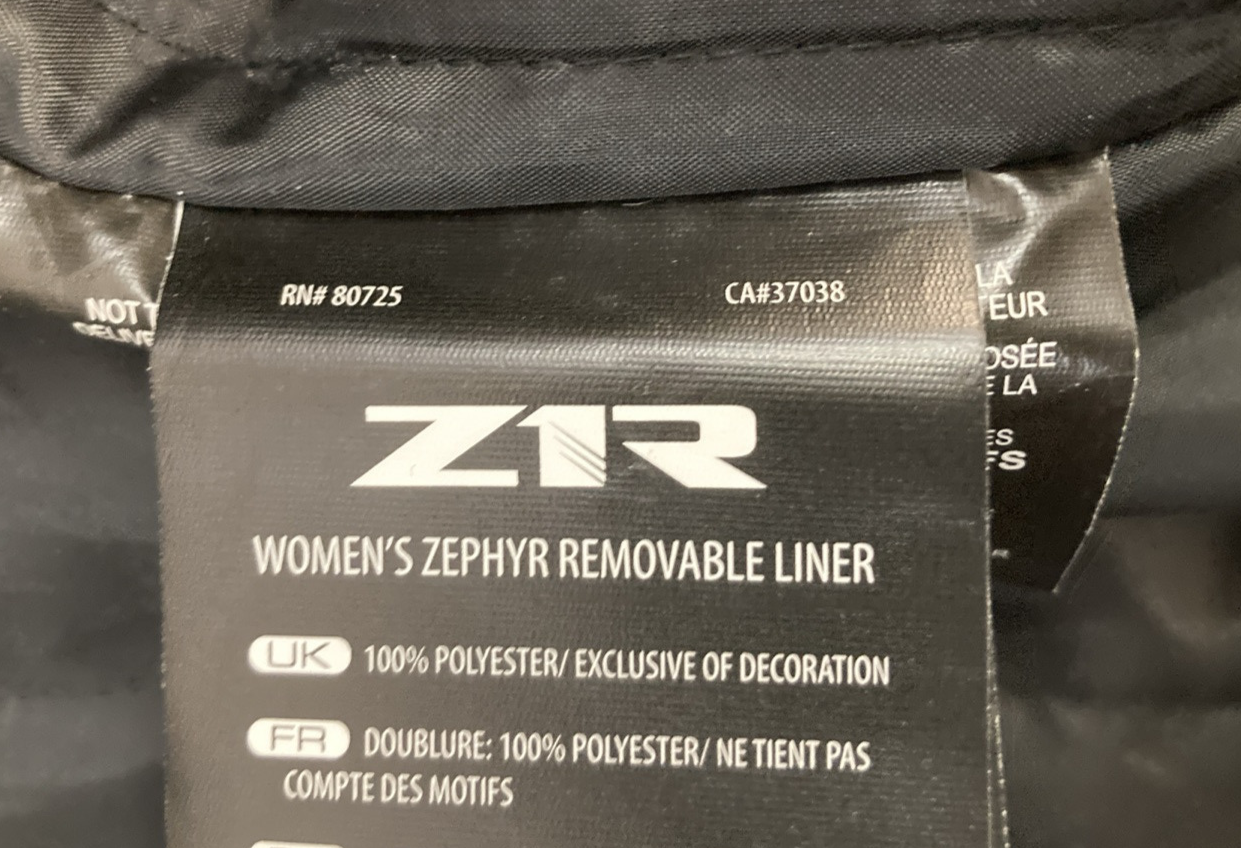 NEW GENUINE Z1R 2822-0964 ZEPHYR JACKET BLACK WOMEN'S SMALL