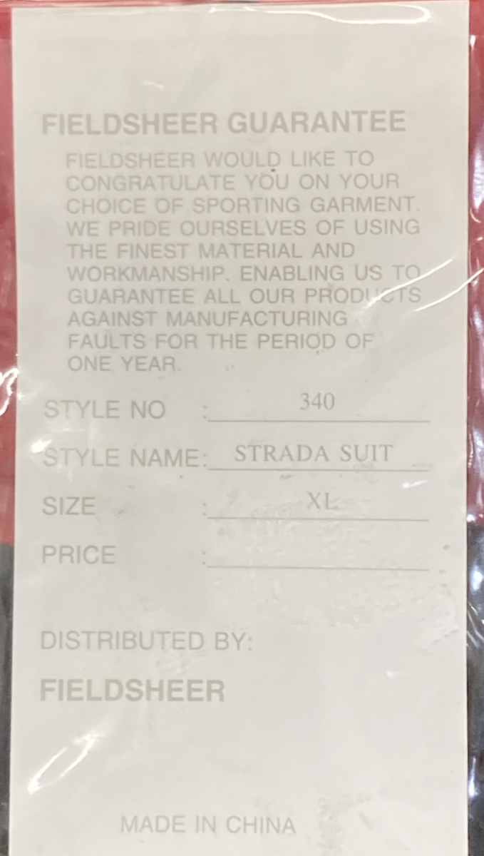 NEW GENUINE FIELDSHEER 340 STRADA RAIN SUIT BLACK/RED/WHITE MENS XL