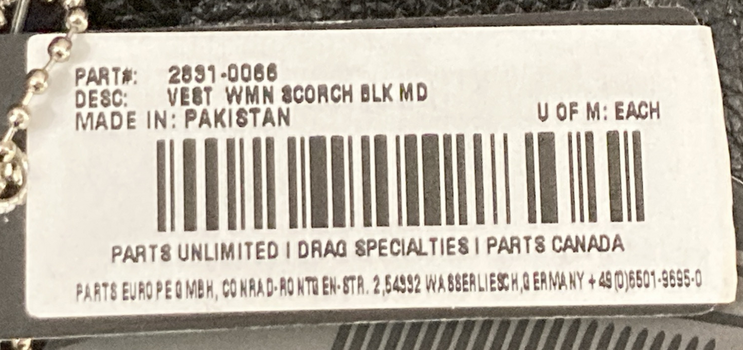 NEW GENUINE Z1R 2831-0066 Stella Scorch Riding Vest Black Leather Women's Medium