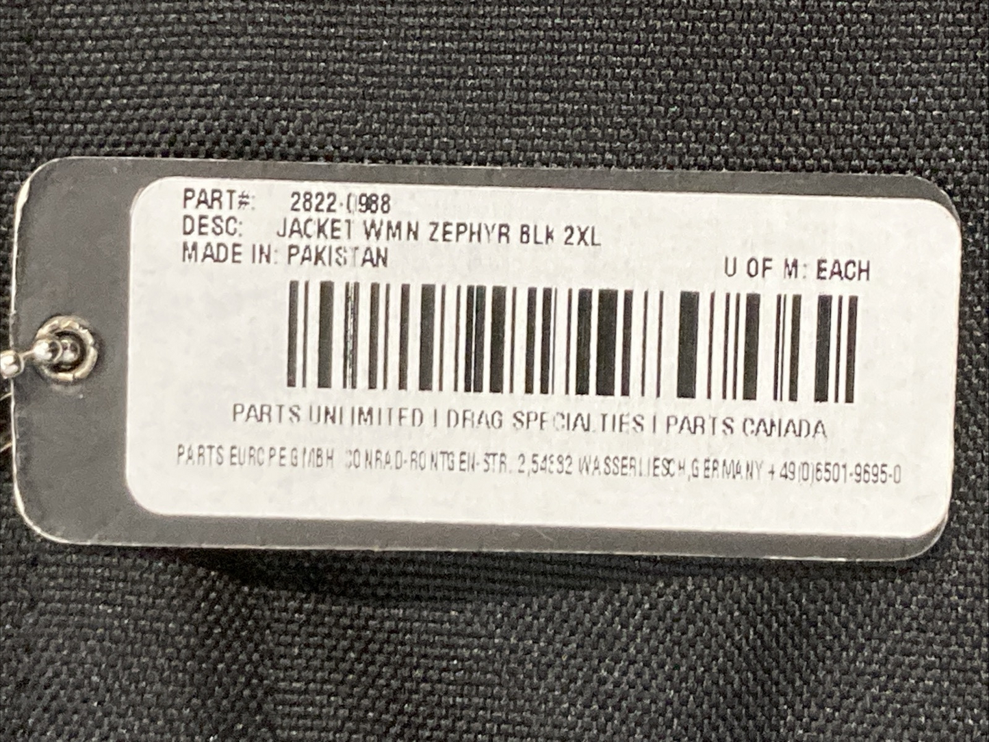 NEW GENUINE Z1R 2822-0988 Zephyr Jacket Black Women's 2XL