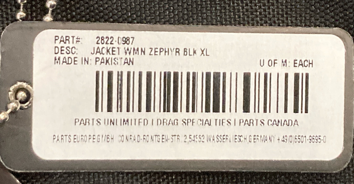 NEW GENUINE Z1R 2822-0987 Zephyr Jacket Black Women's X-LARGE