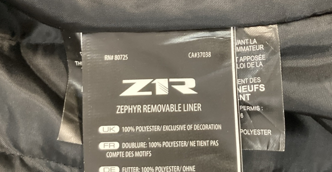 NEW GENUINE Z1R 2820-4186 Zephyr Jacket Black MENS SMALL