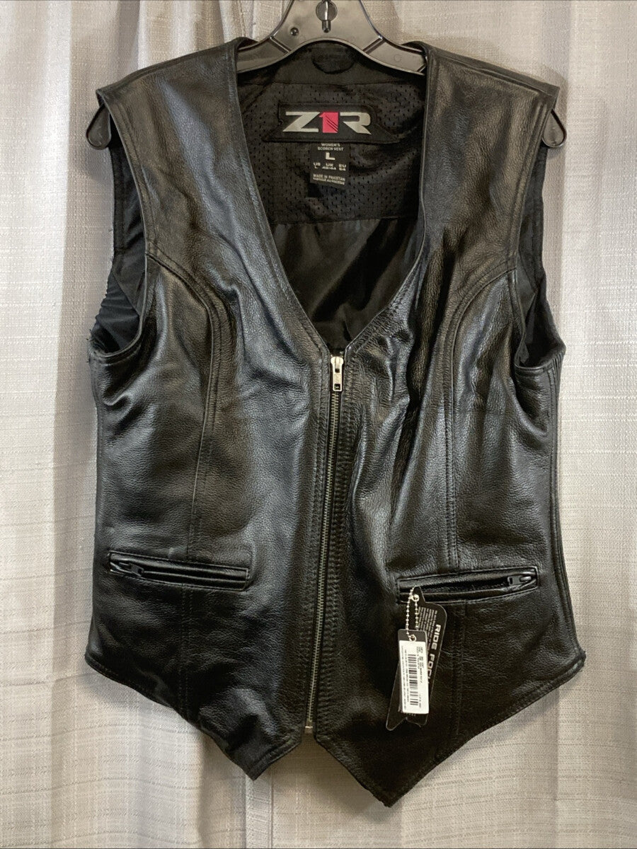 NEW GENUINE Z1R 2831-0067 Stella Scorch Riding Vest Black Leather Women's Large
