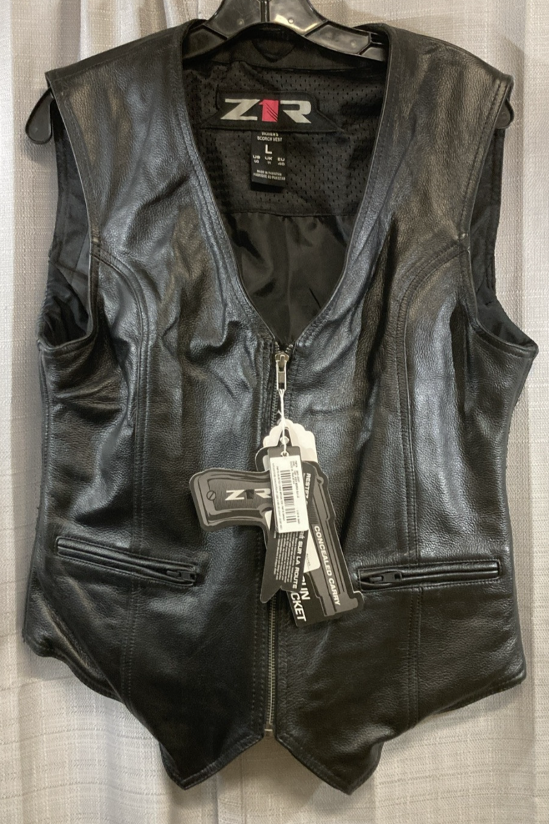 NEW GENUINE Z1R 2831-0067 Stella Scorch Riding Vest Black Leather Women's Large