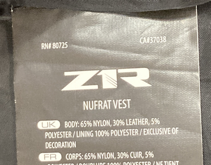 NEW GENUINE Z1R 2830-0584 Nufrat Vest BLACK LEATHER/CANVAS MENS X-LARGE