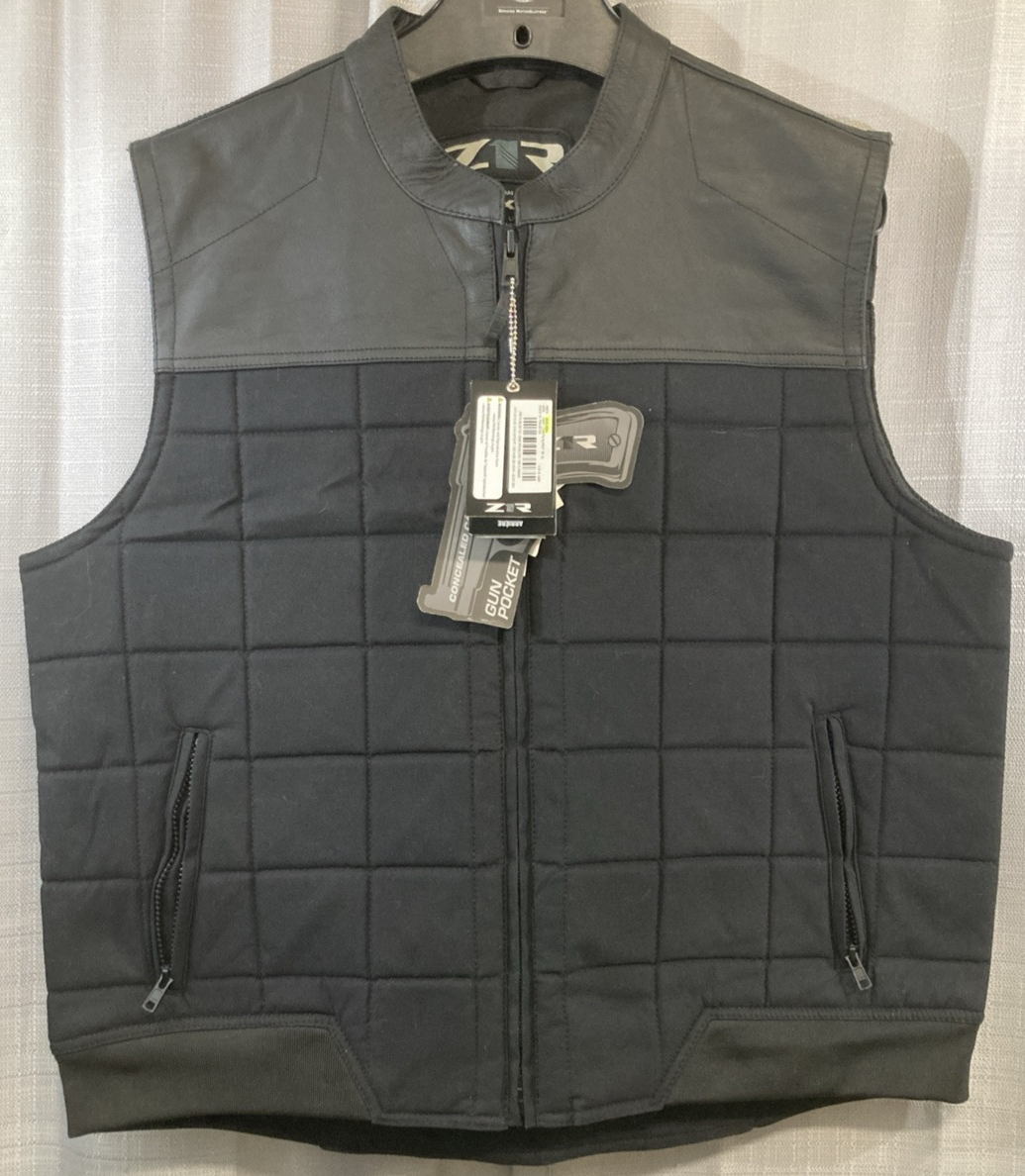 NEW GENUINE Z1R 2830-0584 Nufrat Vest BLACK LEATHER/CANVAS MENS X-LARGE