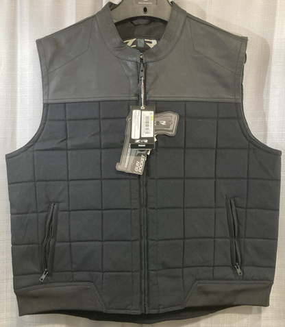 NEW GENUINE Z1R 2830-0584 Nufrat Vest BLACK LEATHER/CANVAS MENS X-LARGE