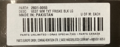 NEW GENUINE Z1R 2831-0093 FRISKE VEST BLACK CORDUROY/FLEECE WOMENS LARGE